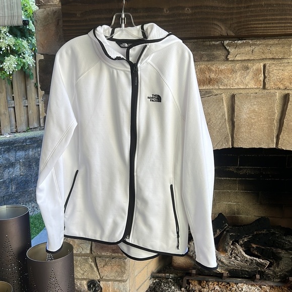 The North Face White Zip Up Jacket with Black Details - Picture 1 of 5